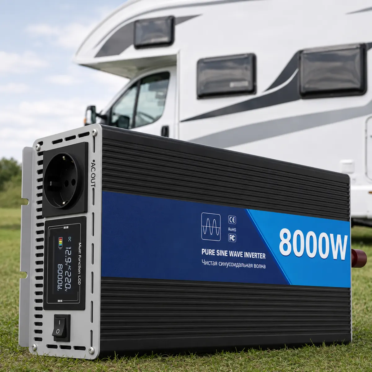 Inverter katharou imitonou 12v se 220v 8000w me othoni