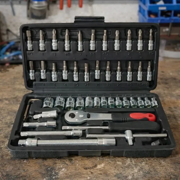 Εργαλειοθήκη 46 Τεμαχίων με Καστάνια 1 4” – Σετ Καρυδάκια & Μύτες