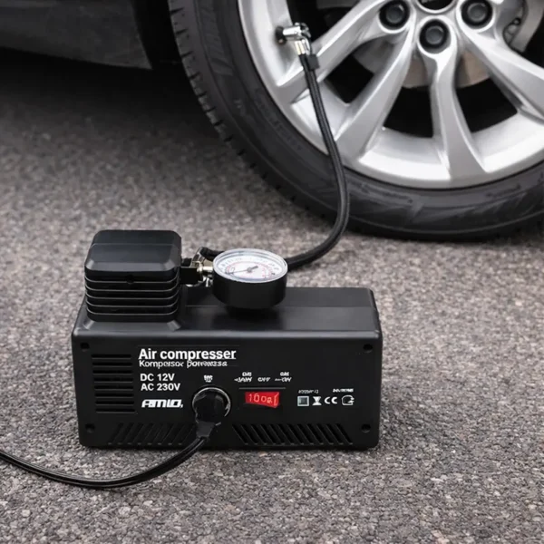 Τρόμπα Αυτοκινήτου 12V με Μανόμετρο – 250 PSI και Καλώδιο Αναπτήρα